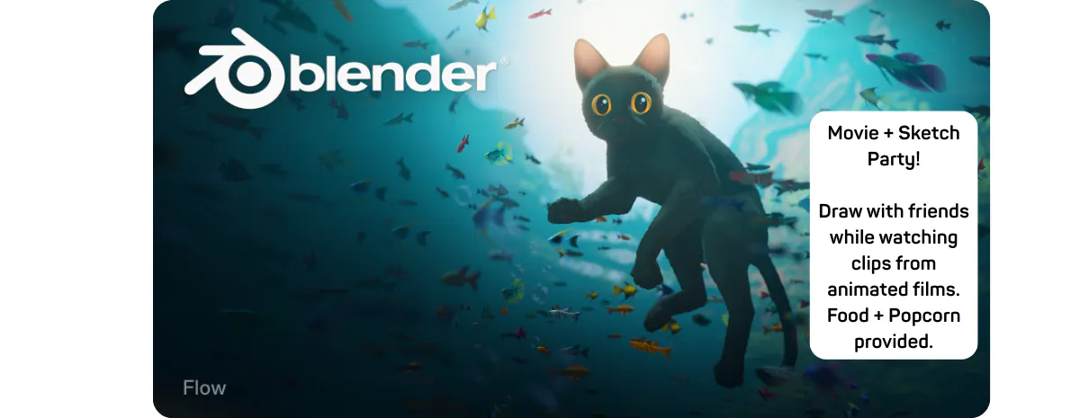 Movie and sketch party. Draw with friends while watching clips from animated films! Drinks and Popcorn provided.