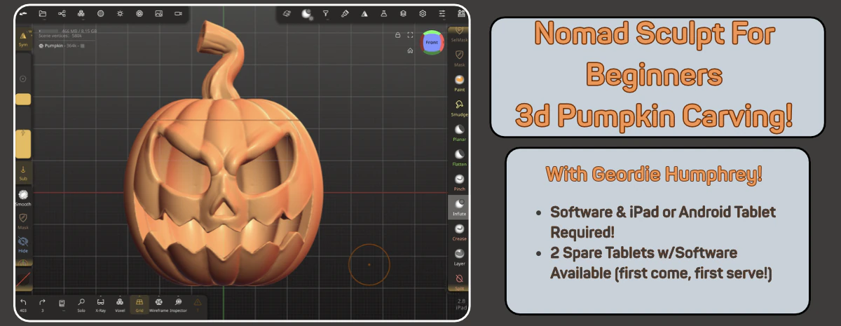 Nomad Sculpt for Beginners 3d Pumpkin Carving with Geordie Humphrey